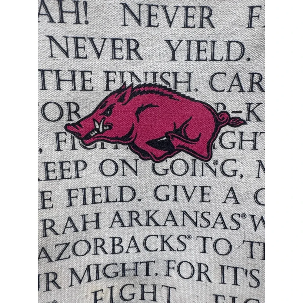 Arkansas Razorbacks Insulated Cooler Tote Bag Fight Song Script Canvas Black Red